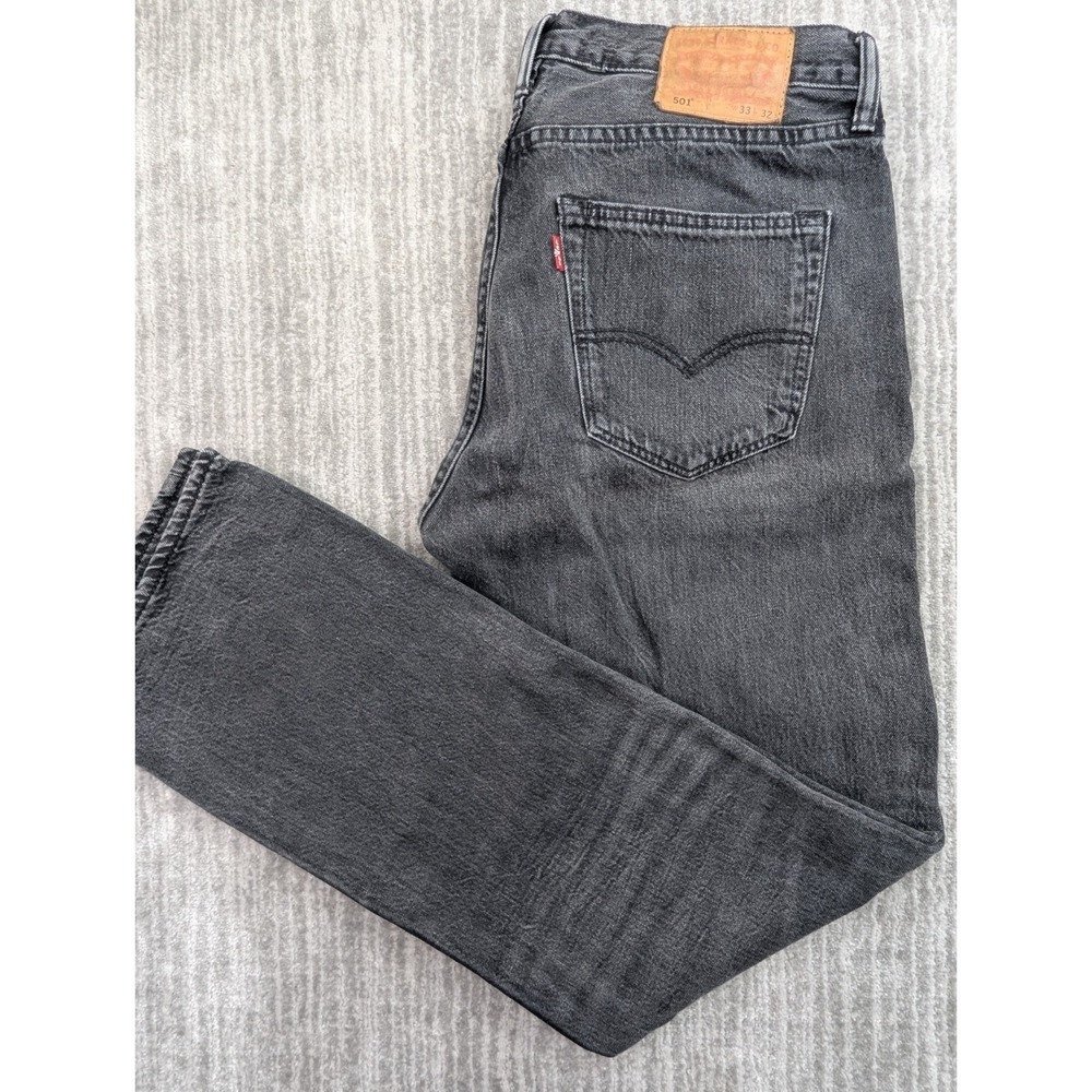 Levis 501 Jeans Mens 32x31 Faded Black Distressed Button Fly Cotton 501-0660
